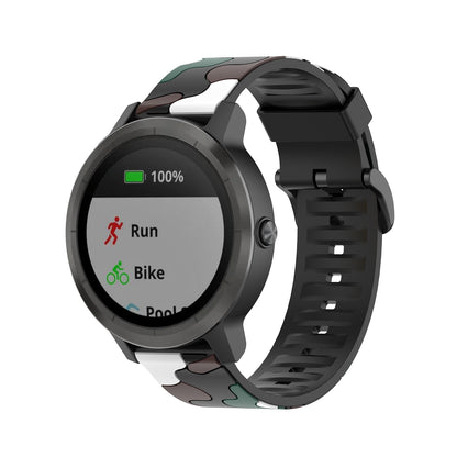 20mm Camouflage Style Silicone Watch Band for Garmin vivoactive 3/Forerunner 245