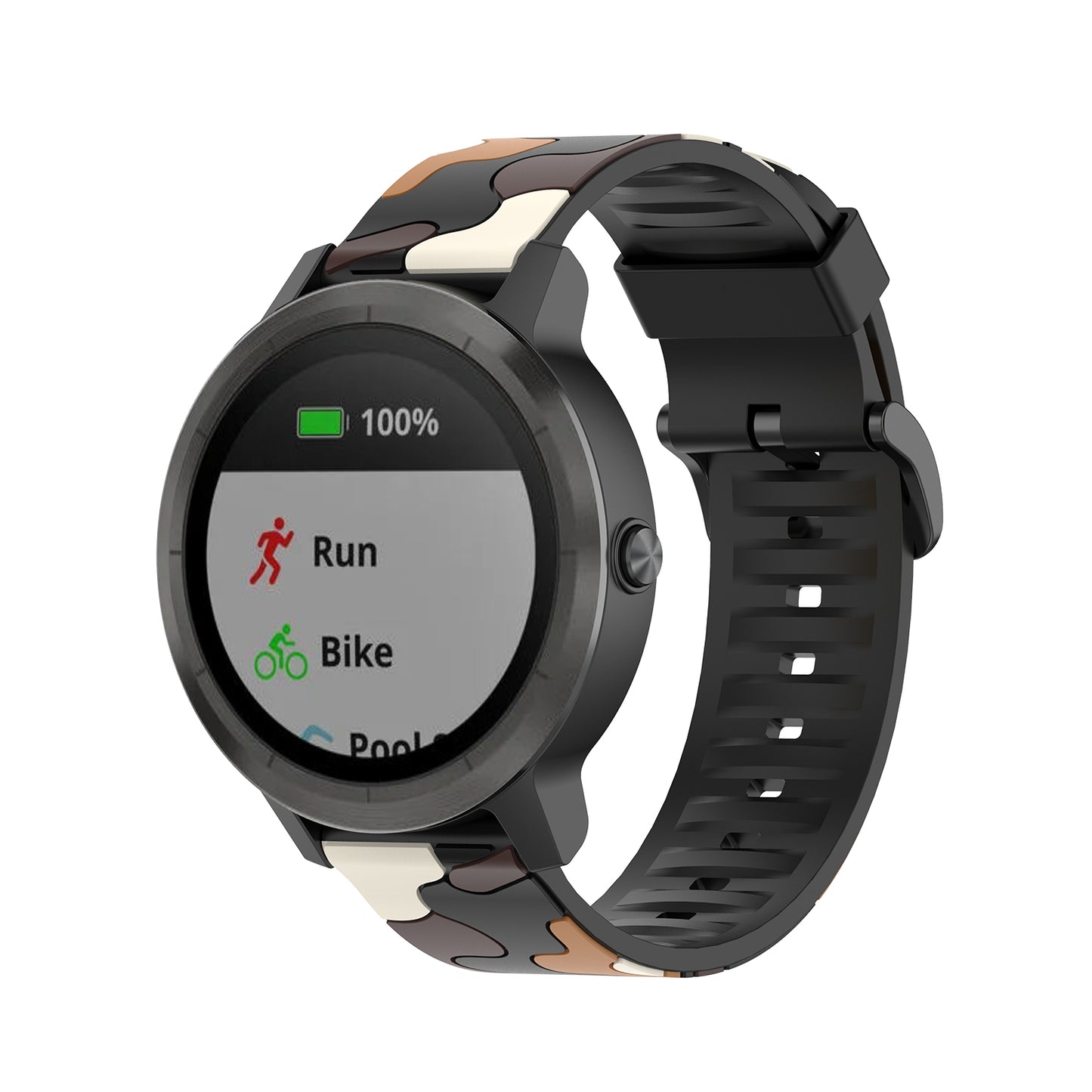 20mm Camouflage Style Silicone Watch Band for Garmin vivoactive 3/Forerunner 245