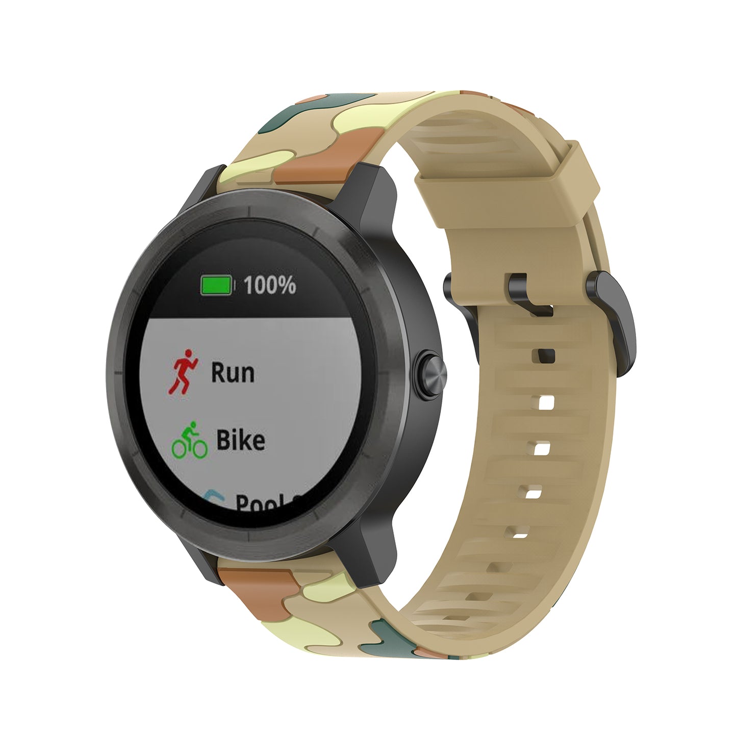 20mm Camouflage Style Silicone Watch Band for Garmin vivoactive 3/Forerunner 245