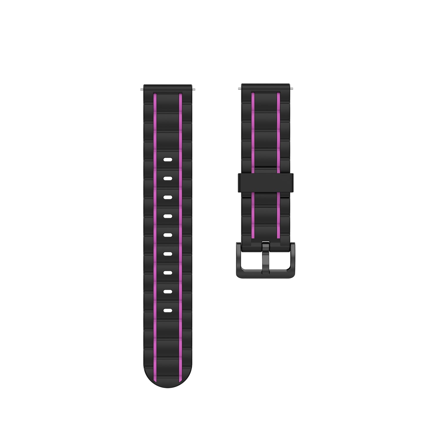 22mm Vertical Stripe Bi-color Silicone Watch Strap for Samsung Galaxy Watch 46mm/Galaxy Watch 3 45mm