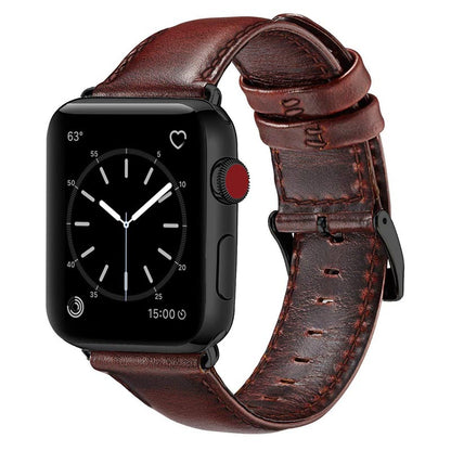 24mm Oil Wax Top Layer Genuine Leather Watch Band Replacement