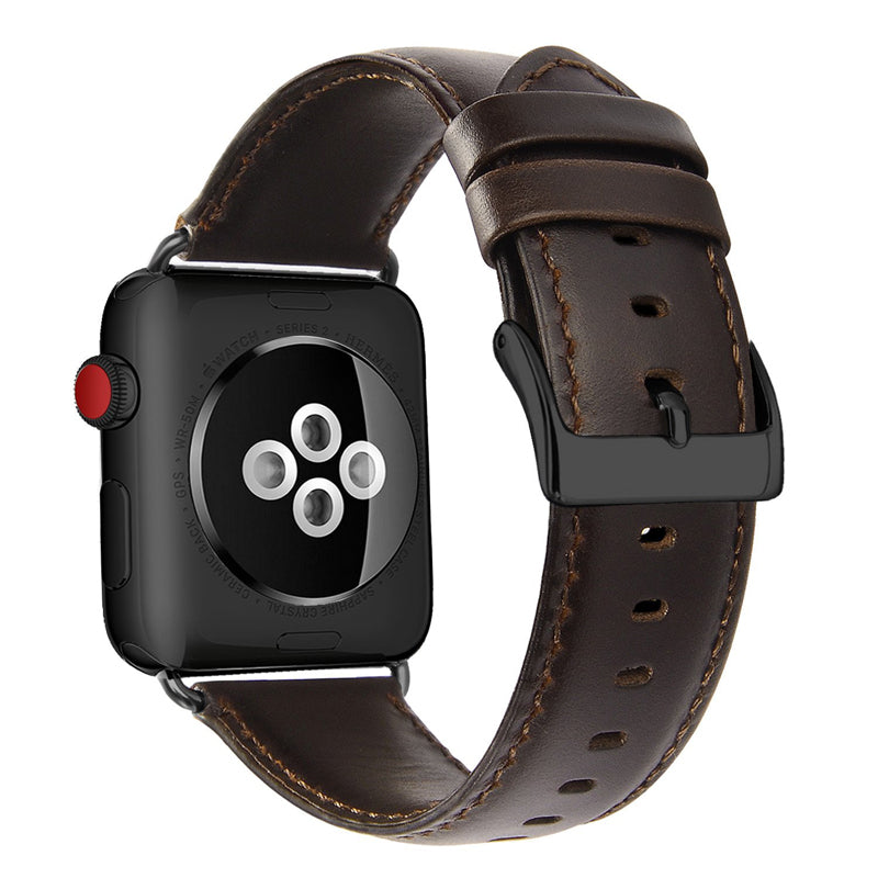 24mm Oil Wax Top Layer Genuine Leather Watch Band Replacement