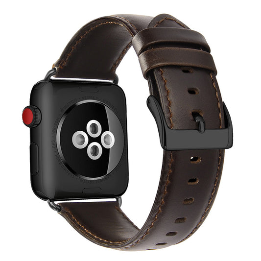 24mm Oil Wax Top Layer Genuine Leather Watch Band Replacement