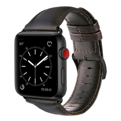 24mm Oil Wax Top Layer Genuine Leather Watch Band Replacement
