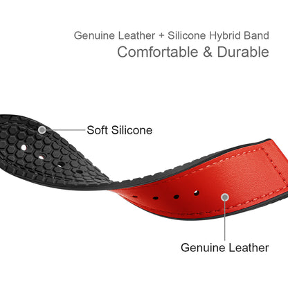 22mm Top Layer Leather Silicone Watch Strap for Huawei Watch GT 2 Pro 46mm