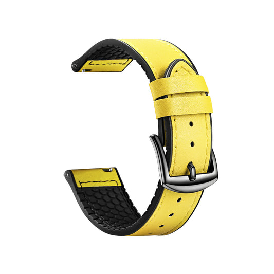 22mm Top Layer Leather Silicone Watch Strap for Huawei Watch GT 2 Pro 46mm