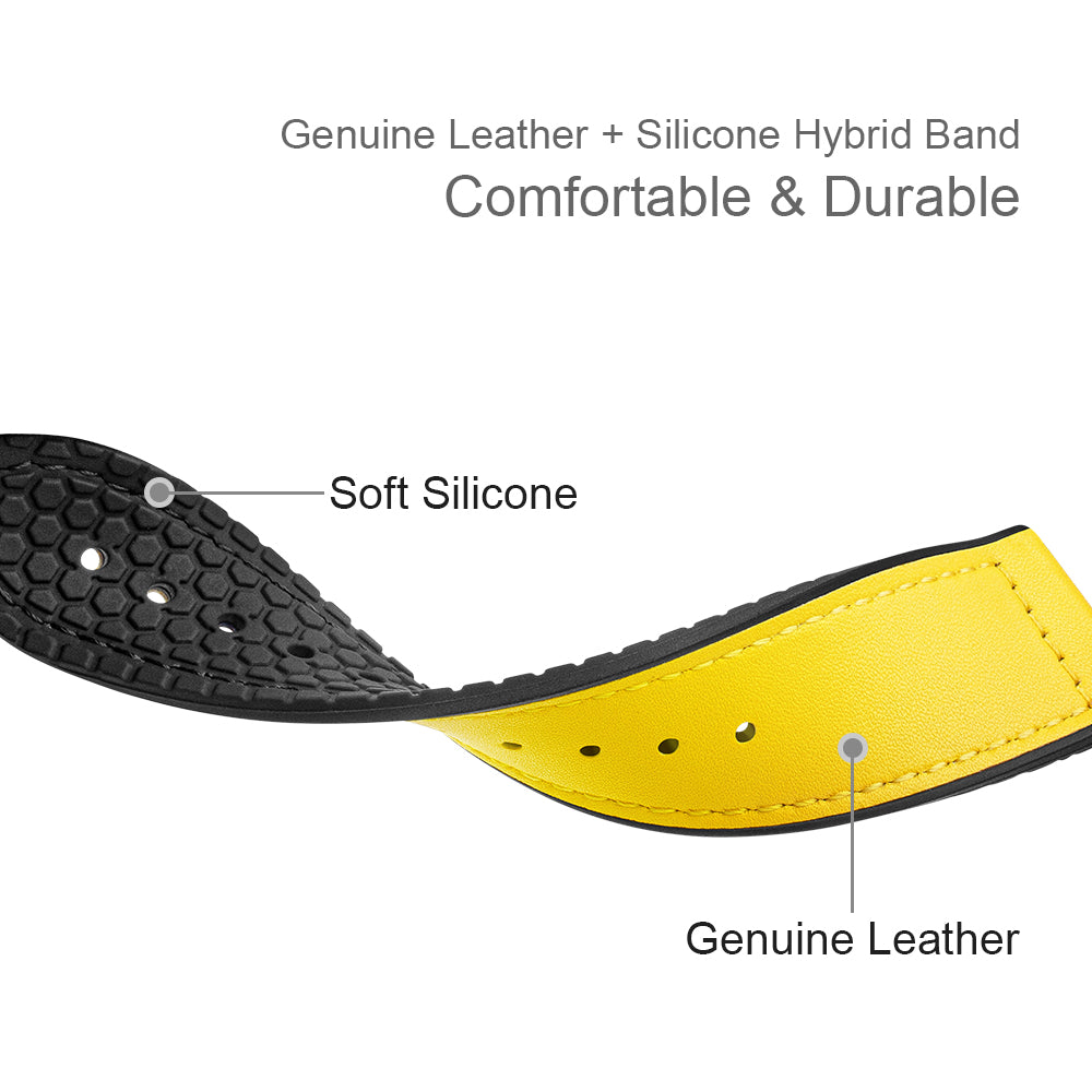 22mm Top Layer Leather Silicone Watch Strap for Huawei Watch GT 2 Pro 46mm