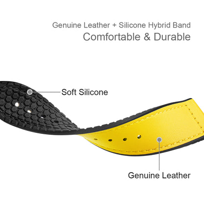 22mm Top Layer Leather Silicone Watch Strap for Huawei Watch GT 2 Pro 46mm