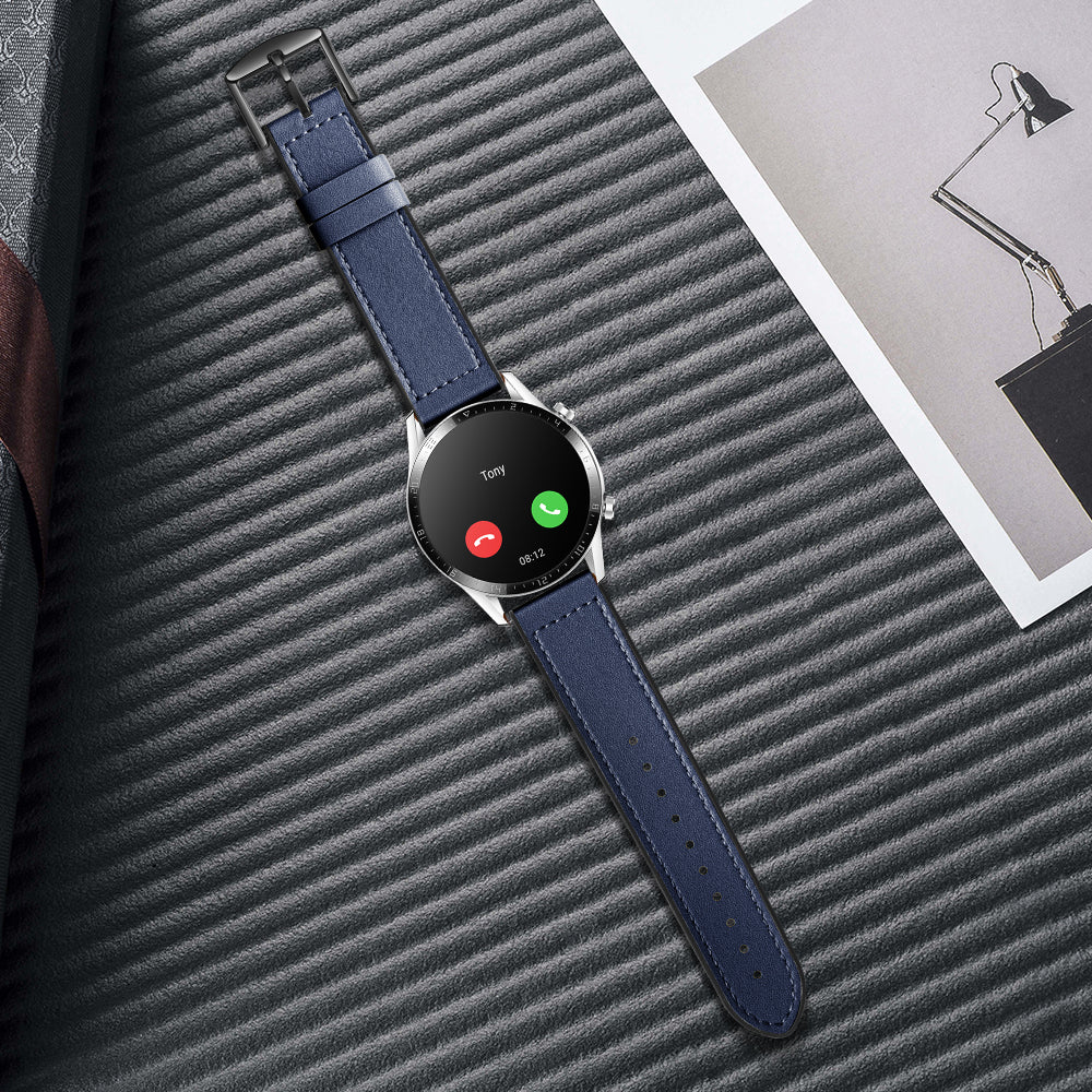 22mm Top Layer Leather Silicone Watch Strap for Huawei Watch GT 2 Pro 46mm