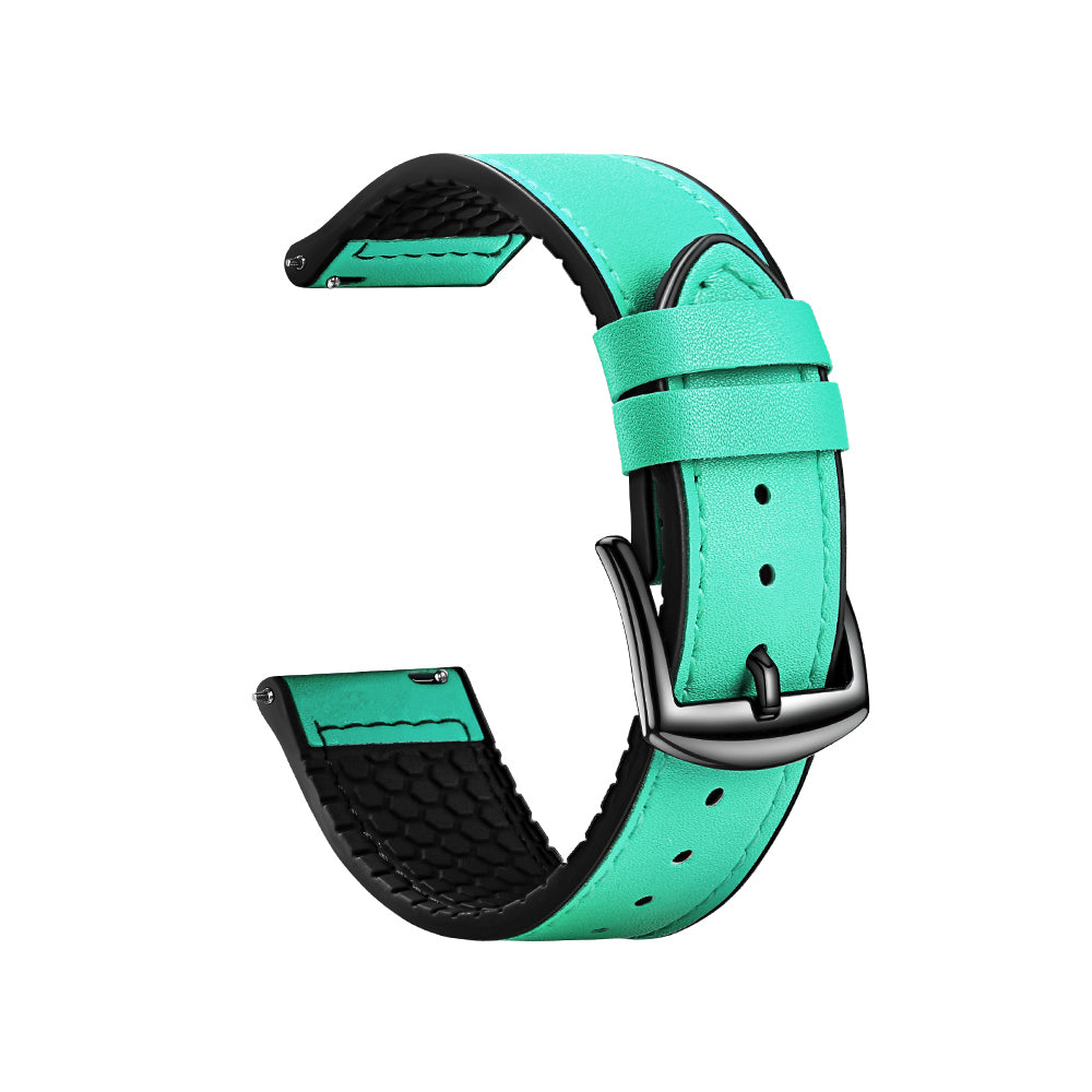 22mm Top Layer Leather Silicone Watch Strap for Huawei Watch GT 2 Pro 46mm