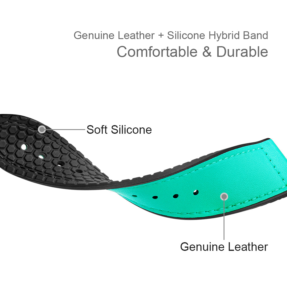 22mm Top Layer Leather Silicone Watch Strap for Huawei Watch GT 2 Pro 46mm