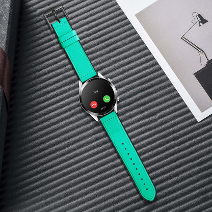 22mm Top Layer Leather Silicone Watch Strap for Huawei Watch GT 2 Pro 46mm