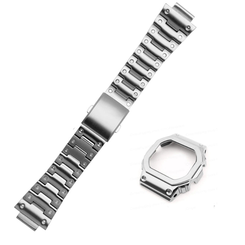 Stainless Steel Watch Band Replacement + Watch Cover for Casio G-SHOCK GW-5000/5035/DW5600/GW-M5610