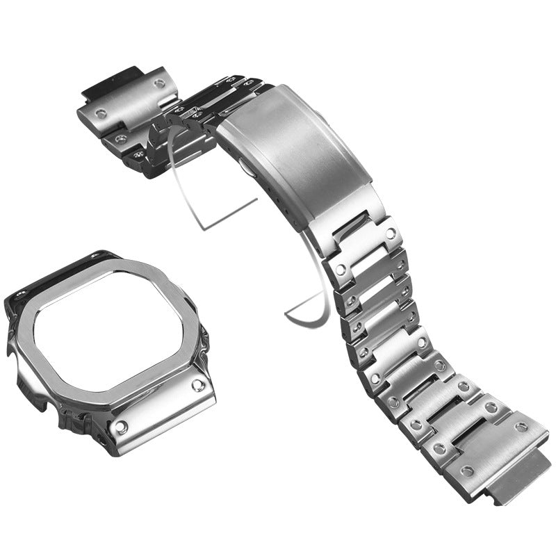 Stainless Steel Watch Band Replacement + Watch Cover for Casio G-SHOCK GW-5000/5035/DW5600/GW-M5610