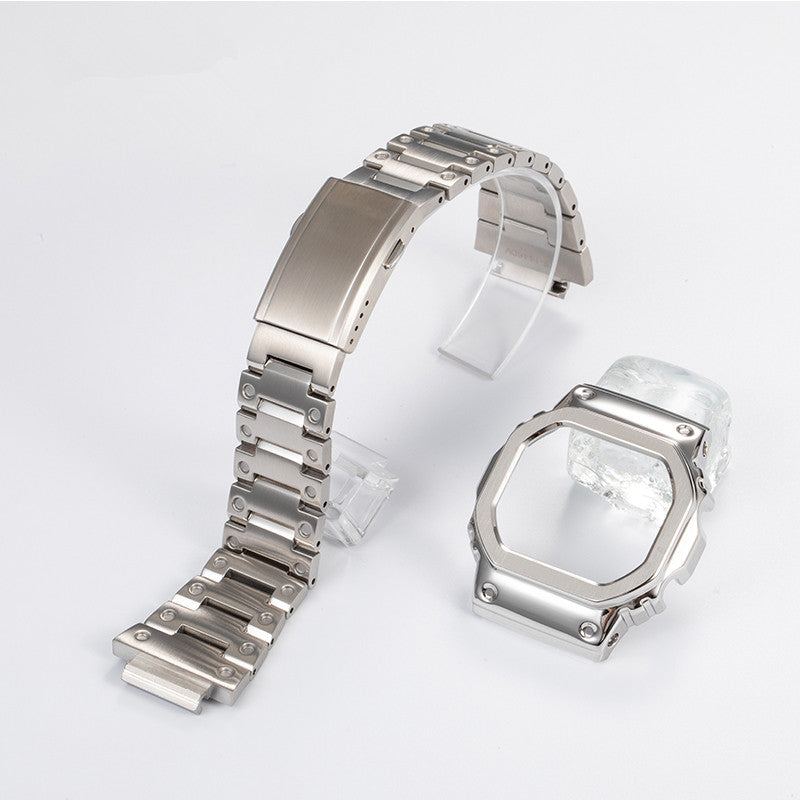Stainless Steel Watch Band Replacement + Watch Cover for Casio G-SHOCK GW-5000/5035/DW5600/GW-M5610