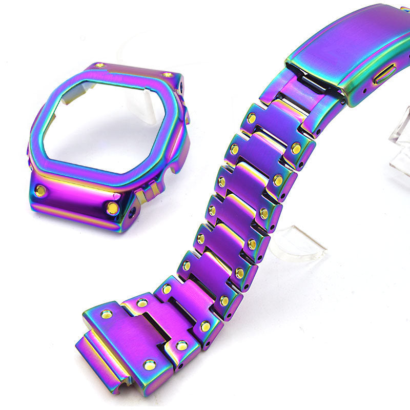 Stainless Steel Watch Band Replacement + Watch Cover for Casio G-SHOCK GW-5000/5035/DW5600/GW-M5610