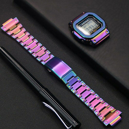 Stainless Steel Watch Band Replacement + Watch Cover for Casio G-SHOCK GW-5000/5035/DW5600/GW-M5610