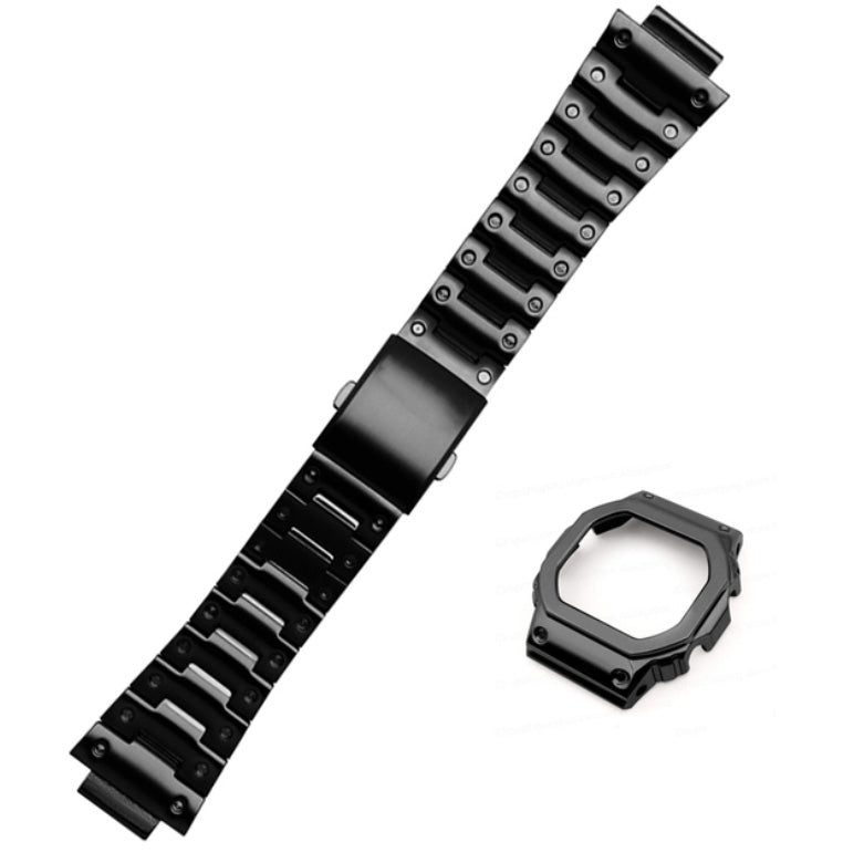 Stainless Steel Watch Band Replacement + Watch Cover for Casio G-SHOCK GW-5000/5035/DW5600/GW-M5610