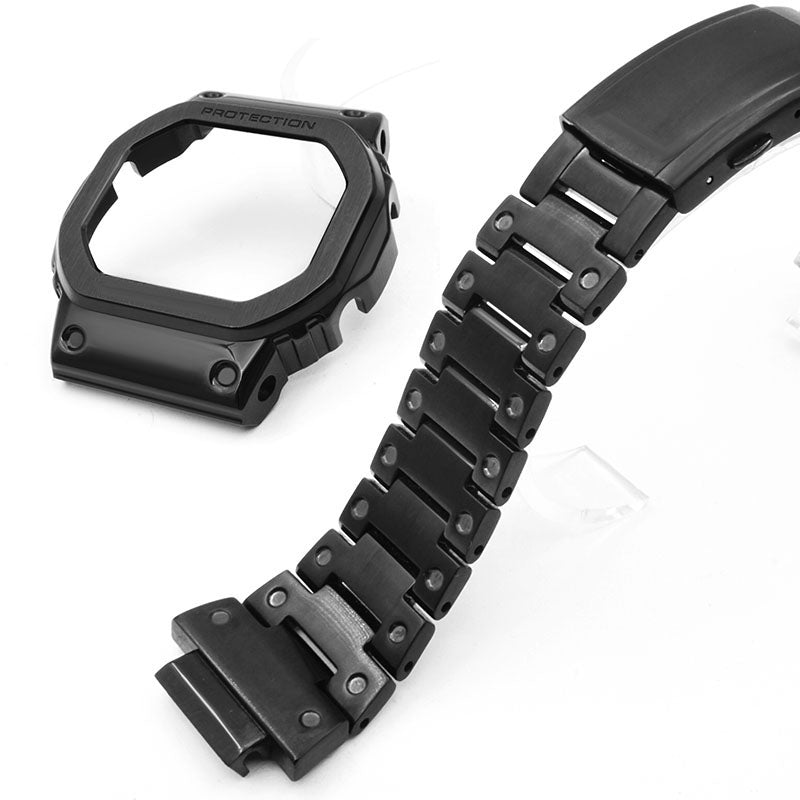 Stainless Steel Watch Band Replacement + Watch Cover for Casio G-SHOCK GW-5000/5035/DW5600/GW-M5610