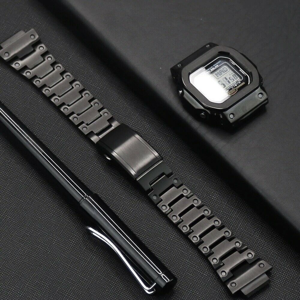 Stainless Steel Watch Band Replacement + Watch Cover for Casio G-SHOCK GW-5000/5035/DW5600/GW-M5610