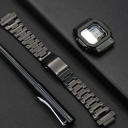 Stainless Steel Watch Band Replacement + Watch Cover for Casio G-SHOCK GW-5000/5035/DW5600/GW-M5610