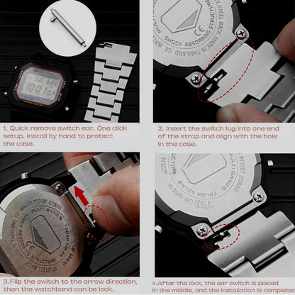 Stainless Steel Watch Band Replacement + Watch Cover for Casio G-SHOCK GW-5000/5035/DW5600/GW-M5610