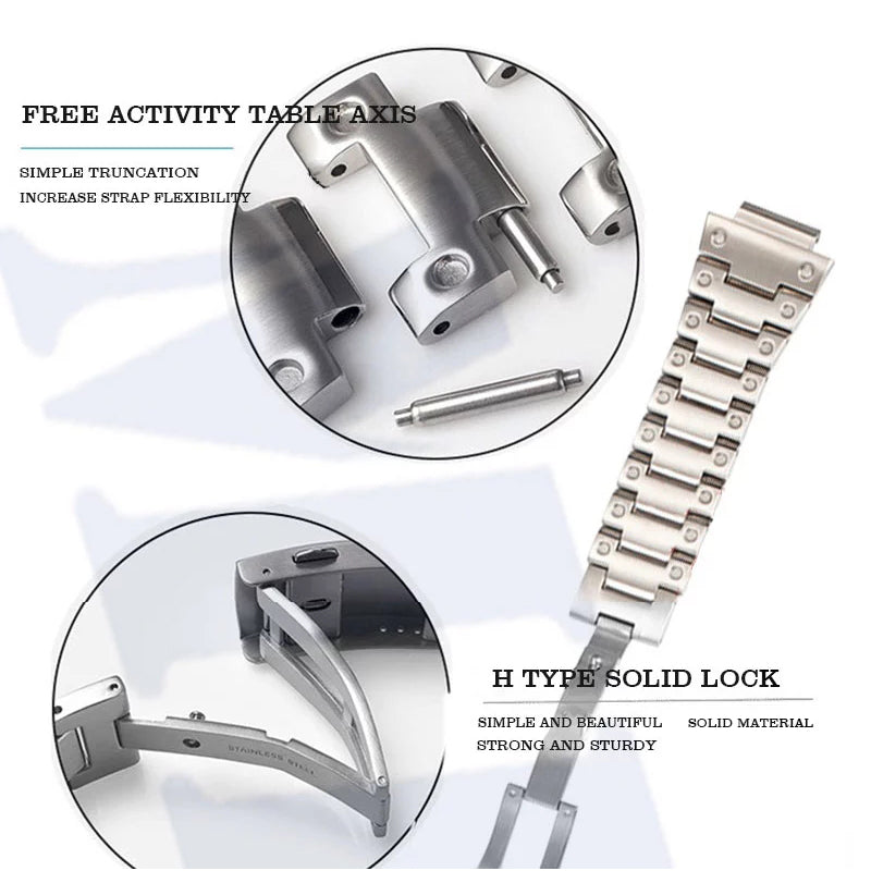 Stainless Steel Watch Band Replacement + Watch Cover for Casio G-SHOCK GW-5000/5035/DW5600/GW-M5610