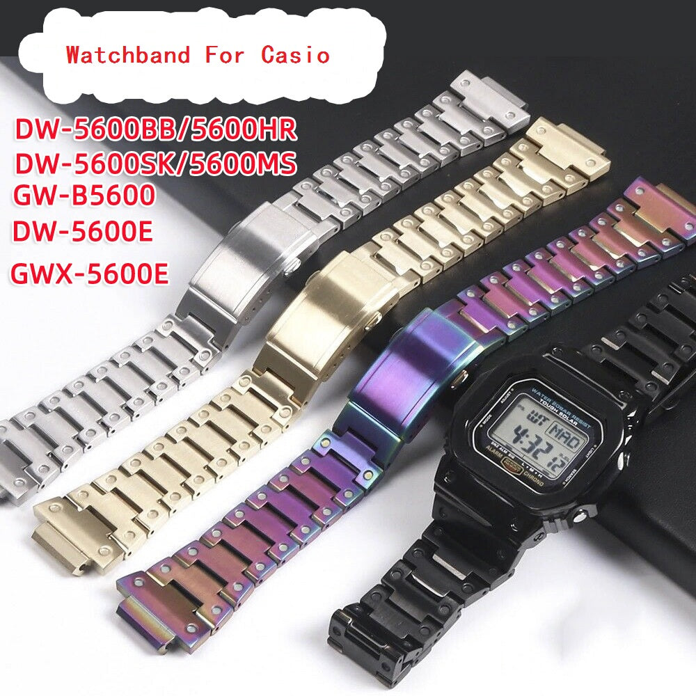 Stainless Steel Watch Band Replacement + Watch Cover for Casio G-SHOCK GW-5000/5035/DW5600/GW-M5610