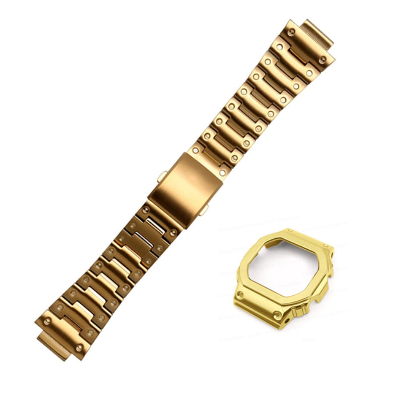 Stainless Steel Watch Band Replacement + Watch Cover for Casio G-SHOCK GW-5000/5035/DW5600/GW-M5610