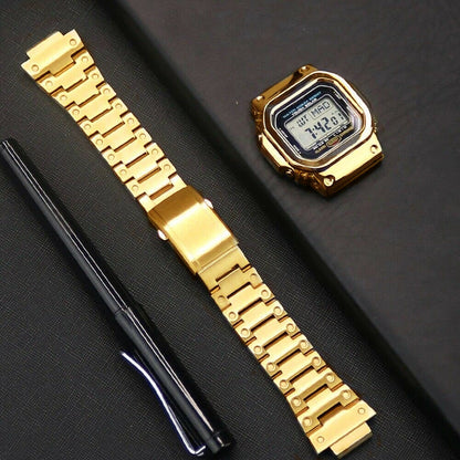 Stainless Steel Watch Band Replacement + Watch Cover for Casio G-SHOCK GW-5000/5035/DW5600/GW-M5610