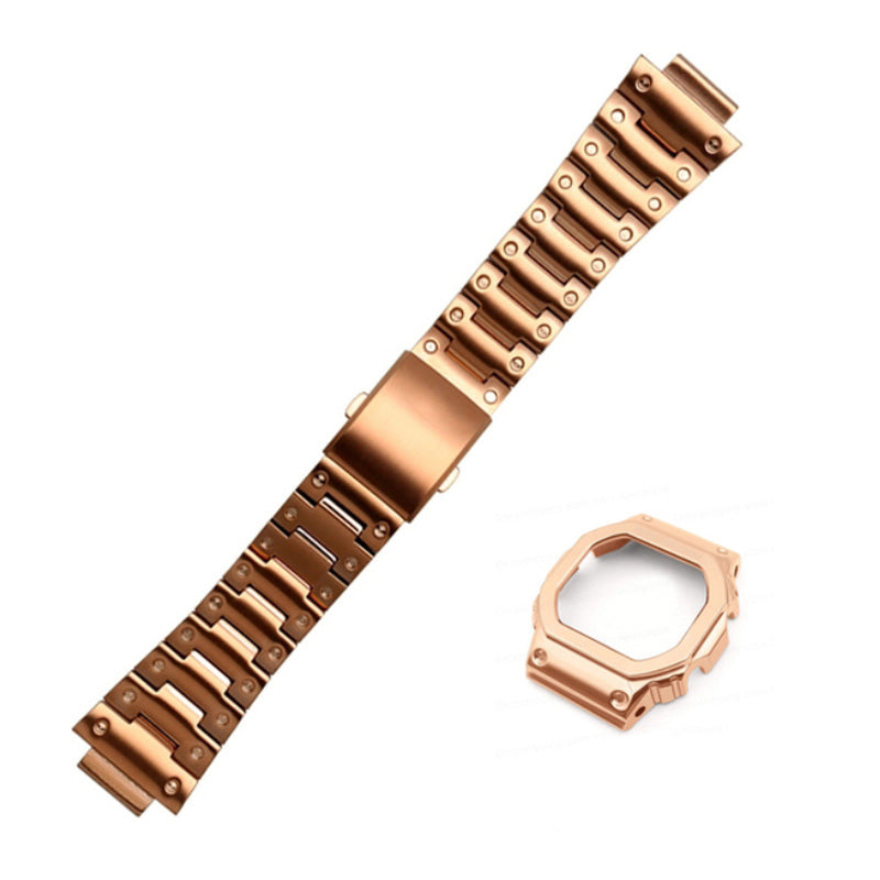 Stainless Steel Watch Band Replacement + Watch Cover for Casio G-SHOCK GW-5000/5035/DW5600/GW-M5610