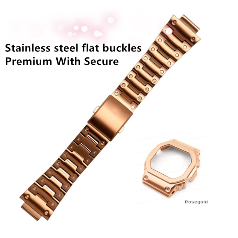 Stainless Steel Watch Band Replacement + Watch Cover for Casio G-SHOCK GW-5000/5035/DW5600/GW-M5610