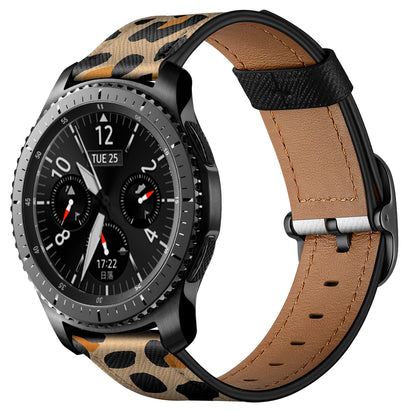 22mm Genuine Leather Stylish Printed Watch Band for Samsung Gear S3 Classic/S3 Frontier/Galaxy Watch 46mm