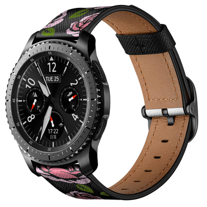 22mm Genuine Leather Stylish Printed Watch Band for Samsung Gear S3 Classic/S3 Frontier/Galaxy Watch 46mm