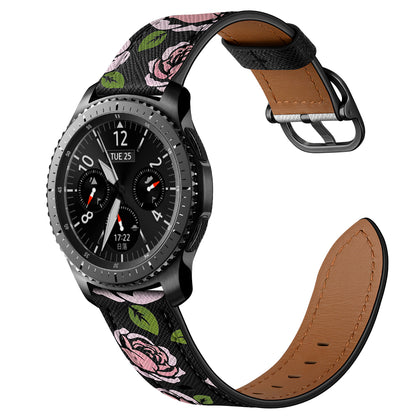 22mm Genuine Leather Stylish Printed Watch Band for Samsung Gear S3 Classic/S3 Frontier/Galaxy Watch 46mm