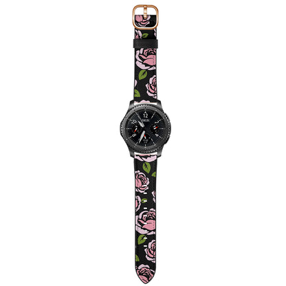 22mm Genuine Leather Stylish Printed Watch Band for Samsung Gear S3 Classic/S3 Frontier/Galaxy Watch 46mm