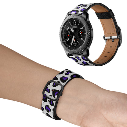 22mm Genuine Leather Stylish Printed Watch Band for Samsung Gear S3 Classic/S3 Frontier/Galaxy Watch 46mm