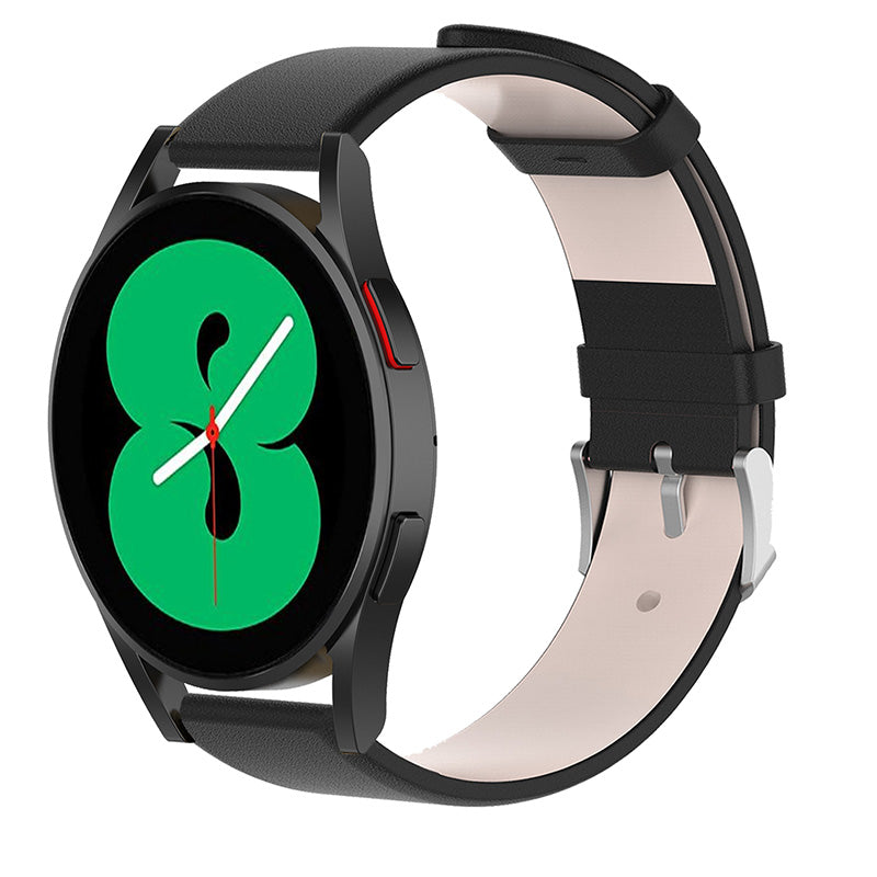 20mm Genuine Leather Smart Watch Band Replacement Wrist Strap with Tool for Samsung Galaxy Watch 4 40mm/Galaxy Watch 4 Classic 42mm