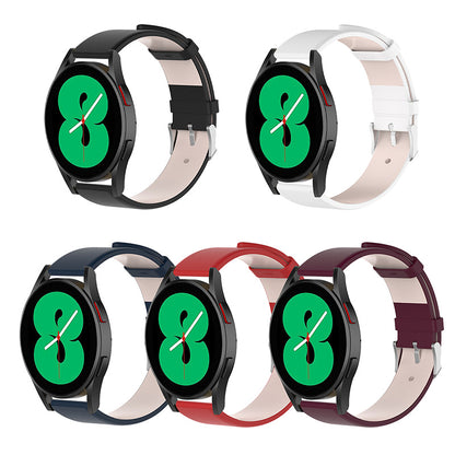 20mm Genuine Leather Smart Watch Band Replacement Wrist Strap with Tool for Samsung Galaxy Watch 4 40mm/Galaxy Watch 4 Classic 42mm