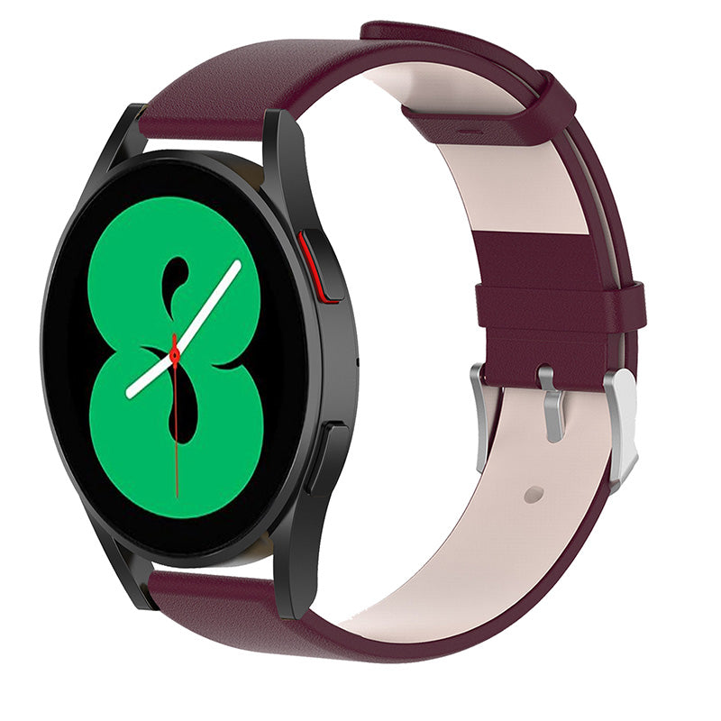 20mm Genuine Leather Smart Watch Band Replacement Wrist Strap with Tool for Samsung Galaxy Watch 4 40mm/Galaxy Watch 4 Classic 42mm