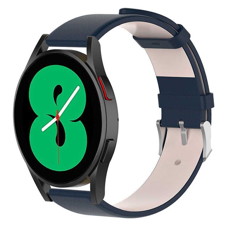 20mm Genuine Leather Smart Watch Band Replacement Wrist Strap with Tool for Samsung Galaxy Watch 4 40mm/Galaxy Watch 4 Classic 42mm