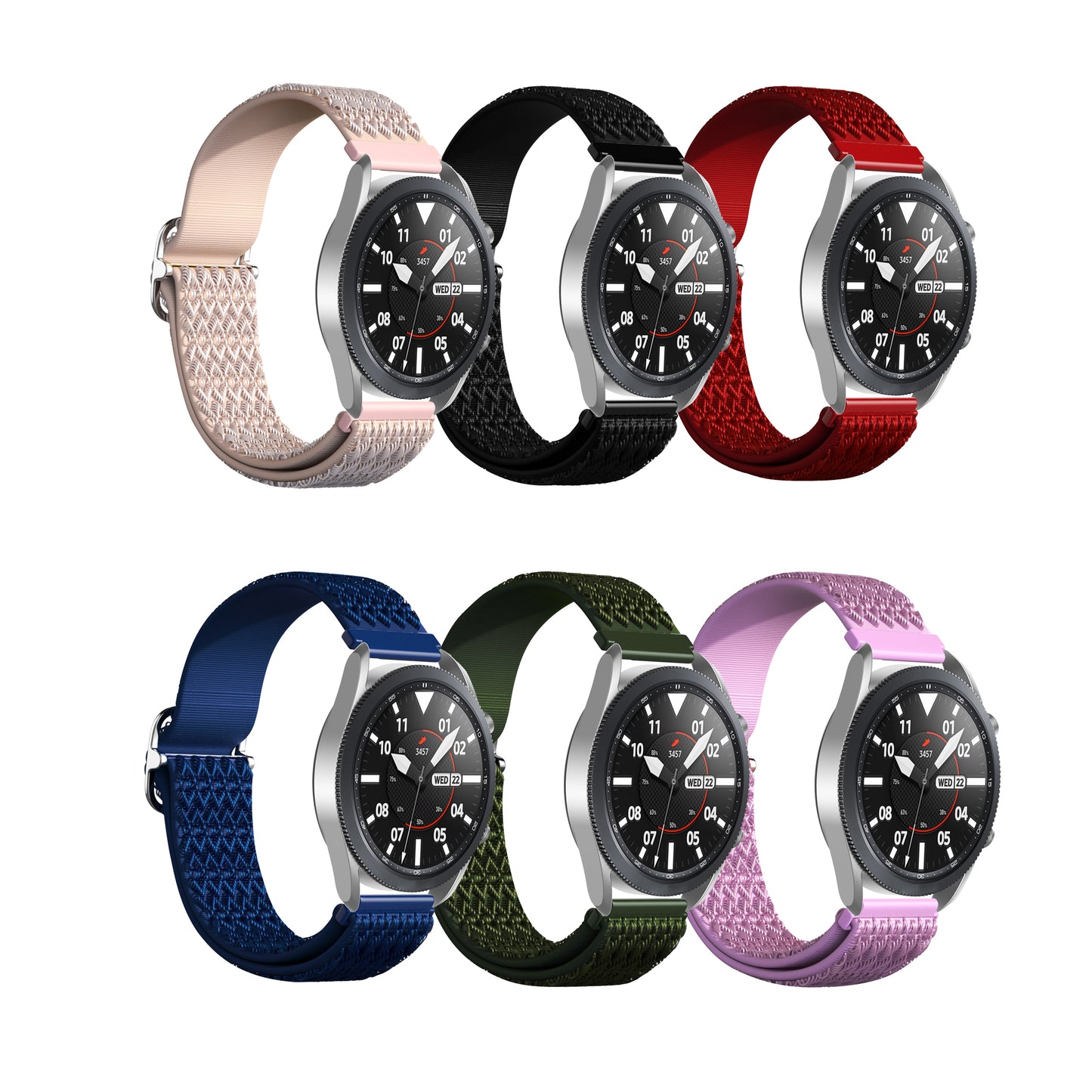 22mm Universal Elastic Rhombus Nylon Watch Straps Watch Band Replacement for Samsung Galaxy Watch3 45mm/Gear S3 Classic/Gear S3 Frontier/Xiaomi Haylou RS3 LS04