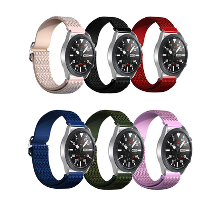 22mm Universal Elastic Rhombus Nylon Watch Straps Watch Band Replacement for Samsung Galaxy Watch3 45mm/Gear S3 Classic/Gear S3 Frontier/Xiaomi Haylou RS3 LS04