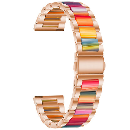 22mm Three Beads Wristband Strap Stainless Steel Fashion Sleek Resin Bracelet for Huawei Watch 3 / 3 Pro / Samsung Galaxy Watch 3 45mm / 46mm / Garmin Venu 2