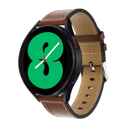 20mm Leather Watch Band with Adjustable Buckle Wrist Strap for Samsung Galaxy Watch4 40mm/44mm Watch4 Classic 42mm/46mm