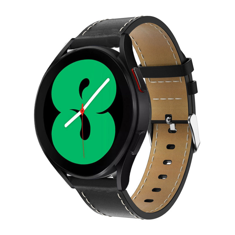 20mm Leather Watch Band with Adjustable Buckle Wrist Strap for Samsung Galaxy Watch4 40mm/44mm Watch4 Classic 42mm/46mm