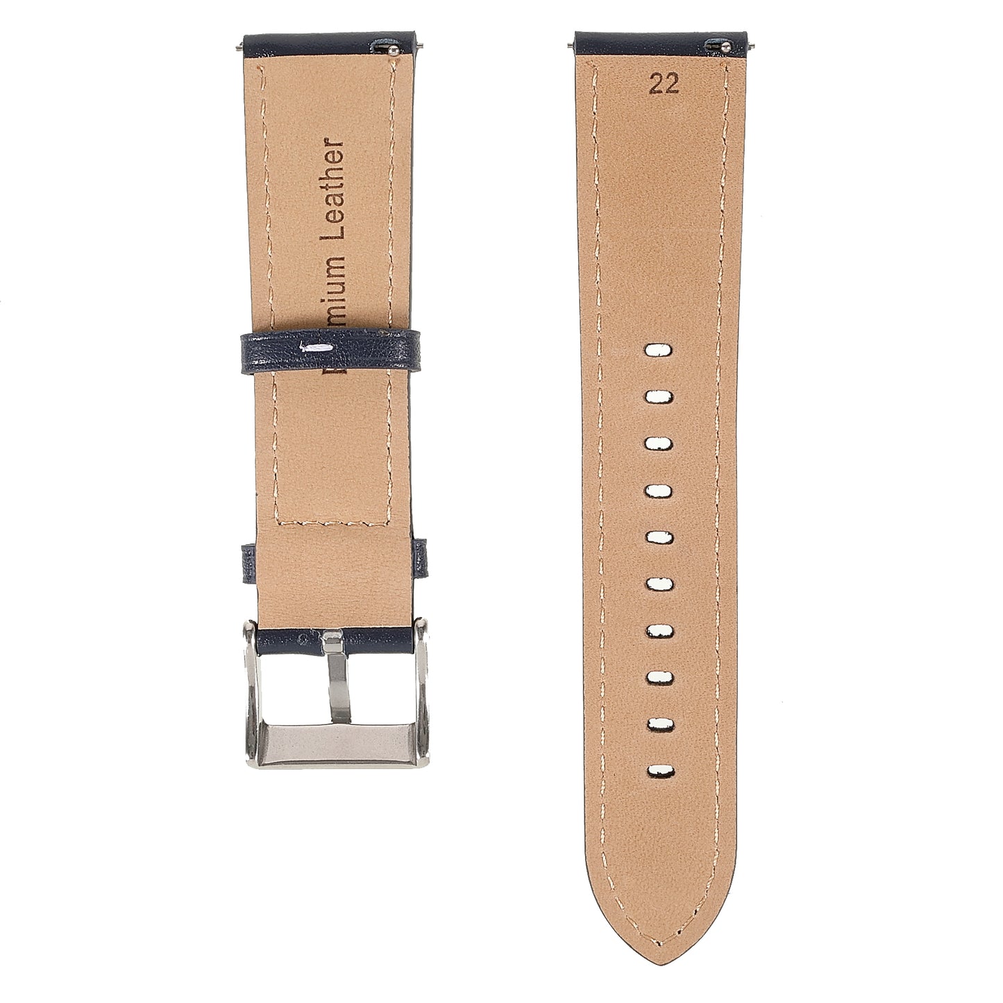 22mm Quick Release Genuine Leather Watch Band Adjustable Stitching Strap for Samsung Gear S3 Classic /Gear S3 Frontier/Galaxy Watch 46mm