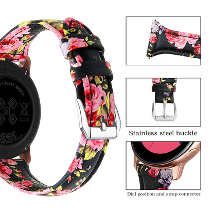 22mm Top Layer Cowhide Genuine Leather Smart Watch Strap Slim Watchband for Samsung Galaxy Watch3 45mm/Huawei Watch GT 2 Pro