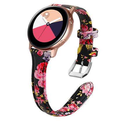 22mm Top Layer Cowhide Genuine Leather Smart Watch Strap Slim Watchband for Samsung Galaxy Watch3 45mm/Huawei Watch GT 2 Pro