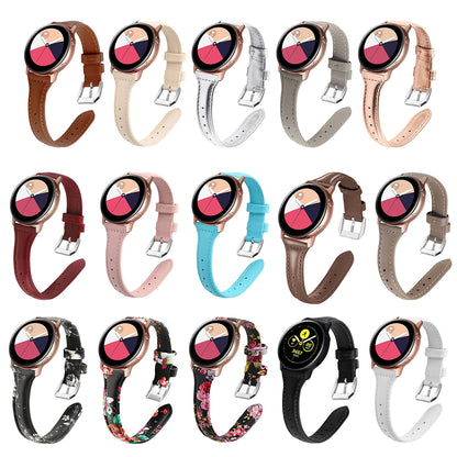 22mm Top Layer Cowhide Genuine Leather Smart Watch Strap Slim Watchband for Samsung Galaxy Watch3 45mm/Huawei Watch GT 2 Pro